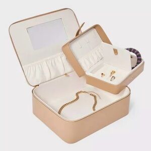 Handle Travel Jewelry Box with Mini Organizer